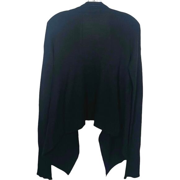 AQUA 100% Cashmere Sweater Open Front Waterfall Black Cardigan Womens Small - Picture 3 of 6